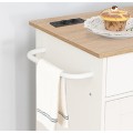 Pojízdný kuchyňský vozík s prodlužovacím kabelem Vasagle Marley 65 cm bílý/dub přírodní