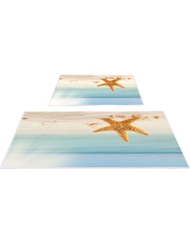 Sada 2 kusů koupelnových předložek Starfish modrá/béžová