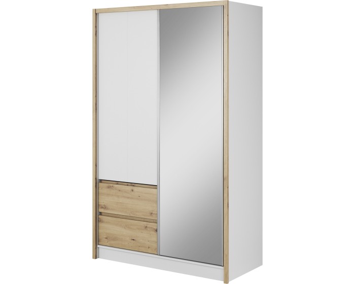 Šatní skříň Sara III 134 cm bílá/dub artisan