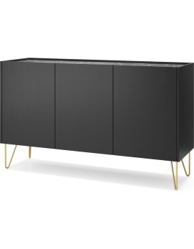 Komoda Harmony Va 144 cm černá/černý mramor