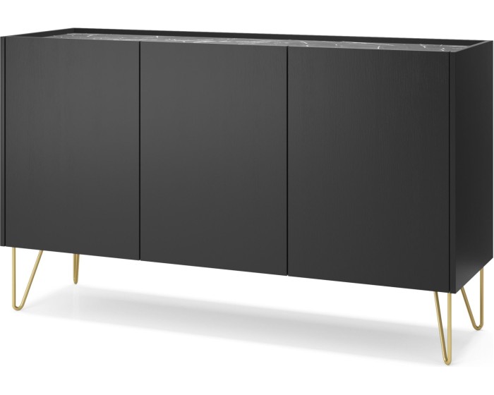 Komoda Harmony Va 144 cm černá/černý mramor