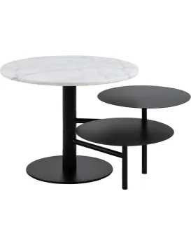 Otáčecí konferenční stolek Lahti černý/bílý mramor