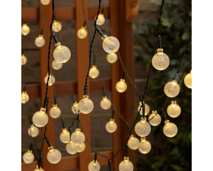 Solární LED světelný řetěz Bubble 9,35 m černý/teplá bílá