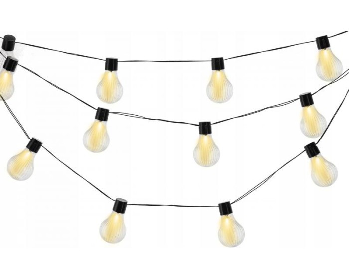 Solární LED světelný řetěz Stripes 3,8 m černý/teplá bílá