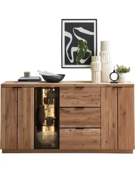 Komoda Napoli 20 s LED osvětlením 180 cm z masivu dub Bianco
