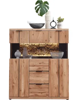 Komoda Napoli 22 s LED osvětlením 121 cm z masivu dub Bianco