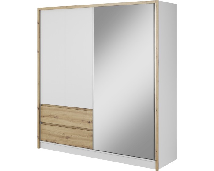 Šatní skříň Sara III 204 cm bílá/dub artisan