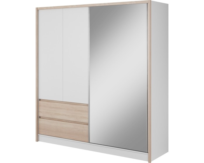 Šatní skříň Sara III 204 cm bílá/dub sonoma