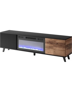 TV stolek Random 180 cm s krbem dub wotan/černý