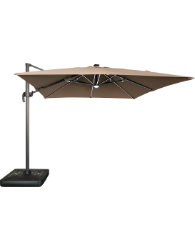 Zahradní slunečník Houseland Vexon s LED osvětlením 300x300 cm světle hnědý