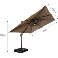Zahradní slunečník Houseland Vexon s LED osvětlením 300x300 cm světle hnědý