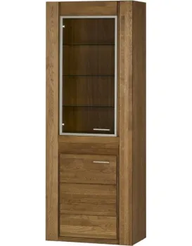 Vitrína Velvet II 10 75 cm z masivu levá s LED osvětlením dub Rustikal