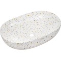 Závěsná skříňka Iconic I s deskou a umyvadlem 80 cm růžová/bílá