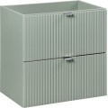 Závěsná skříňka Line Reed Green s deskou a umyvadly 140 cm zelená/dub evoke