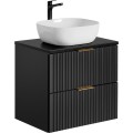 Závěsná skříňka pod umyvadlo Casad II s deskou 80 cm černá/dub wotan