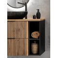 Závěsná skříňka pod umyvadlo Casad s deskou 80 cm černá/dub wotan