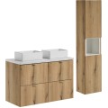 Závěsná skříňka pod umyvadlo Nova Oak s deskou 100 cm bílá/dub evoke