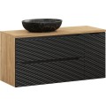 Závěsná skříňka pod umyvadlo Ocean s deskou 120 cm černá/dub olejovaný