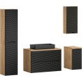 Závěsná skříňka pod umyvadlo Ocean Black s deskou 90 cm černá/dub olejovaný