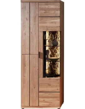 Vitrína Napoli 01 s LED 75 cm z masivu dub Bianco