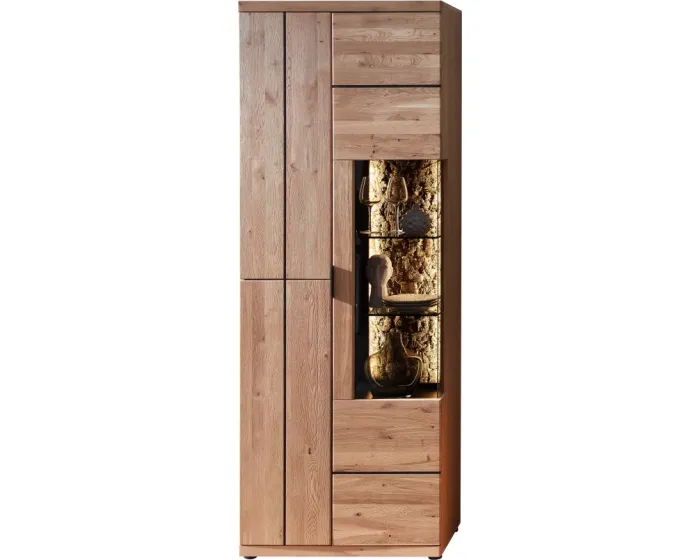 Vitrína Napoli 01 s LED 75 cm z masivu dub Bianco
