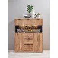 Komoda Napoli 22 s LED osvětlením 121 cm z masivu dub Bianco