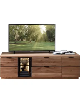 TV stolek Napoli 31 s LED osvětlením 200 cm z masivu dub Bianco