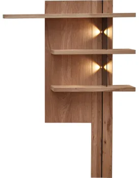 Policový panel Napoli 34 s LED 121 cm z masivu dub Bianco