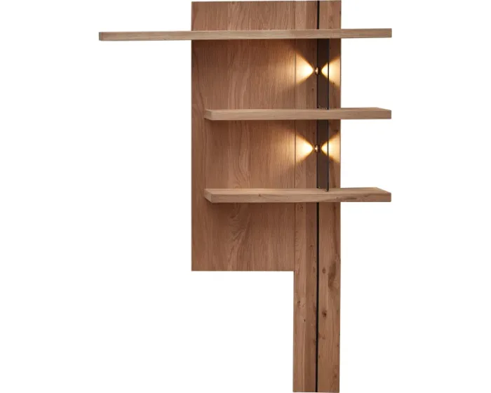 Policový panel Napoli 34 s LED 121 cm z masivu dub Bianco