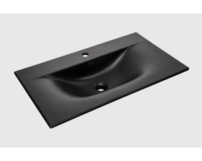 Keramické zápustné umyvadlo Sky1 80 cm DP matné černé