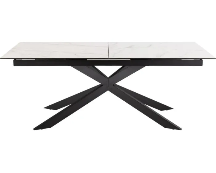 Jídelní rozkládací stůl Irwine 200/240 cm bílý mramor/černý