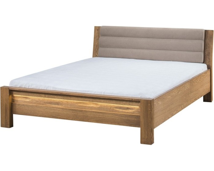 Dvoulůžková postel Velvet II 76 160x200 z masivu s LED osvětlením dub Rustikal/Latte