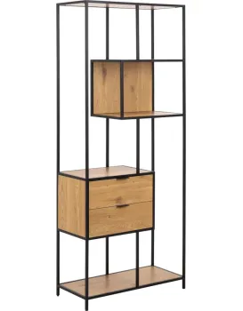 Knihovna SEAFORD II 185 cm dub divoký/černá