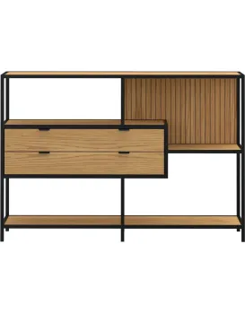 Knihovna Seaford III 114 cm dub divoký/černá