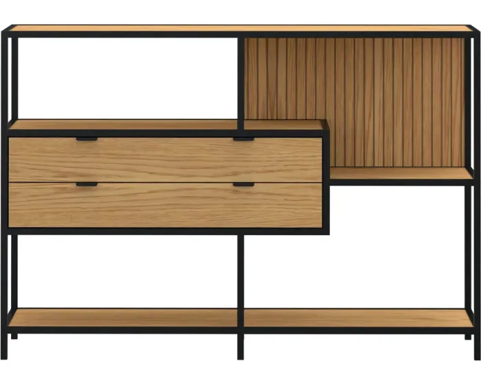 Knihovna Seaford III 114 cm dub divoký/černá