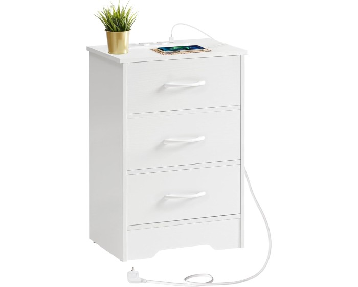 Noční stolek s nabíjecí stanicí Alfred 39 cm bílý