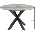 Jídelní kulatý stůl Heaven 119 cm šedý mramor/černý