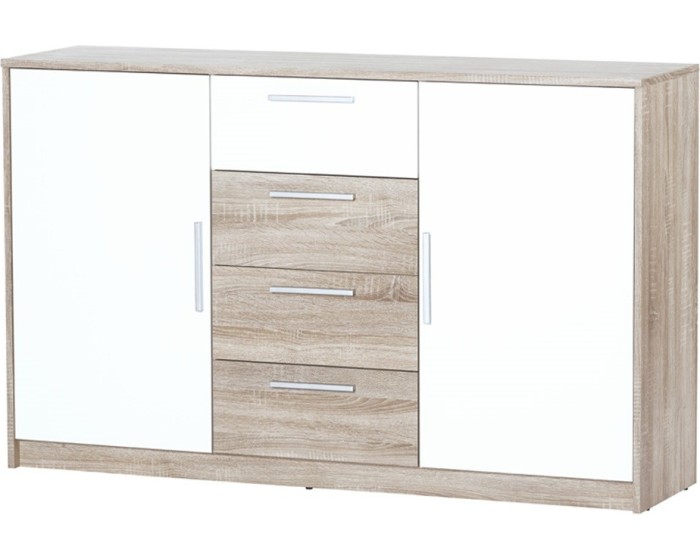 Komoda Milo 05 145 cm dub sonoma/bílá