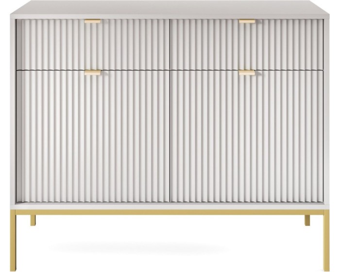 Komoda Nova 104 cm se zásuvkami šedá/zlatá