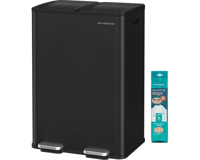Odpadkový koš s víkem JORDAN 2x30 L černý II