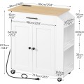 Pojízdný kuchyňský vozík s prodlužovacím kabelem Vasagle Asha 73 cm bílý