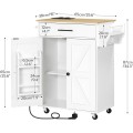 Pojízdný kuchyňský vozík s prodlužovacím kabelem Vasagle Marley 65 cm bílý/dub přírodní