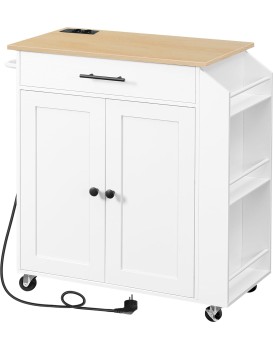 Pojízdný kuchyňský vozík s prodlužovacím kabelem Vasagle Asha 73 cm bílý