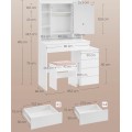 Toaletní stolek s LED osvětlením a taburetem Vasagle Ginny 98 cm bílý