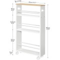 Úzký pojízdný kuchyňský regál Vasagle Tonari 45 cm bílý/hnědý