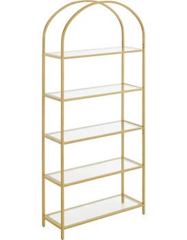 Skleněná knihovna Vasagle Montrie 183,5 cm zlatá