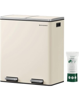 Odpadkový koš s víkem JORDAN 2x30 l krémový