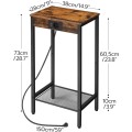 Odkládací stolek Vasagle Gravira 38 cm s nabíjecí stanicí černý/hnědý