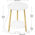 Kulatý odkládací stolek Vasagle Luretta 40 cm s nabíjecí stanicí bílý/zlatý