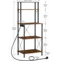 Kuchyňský regál Vasagle Filo 60 cm s vestavěnými zásuvkami černý/hnědý